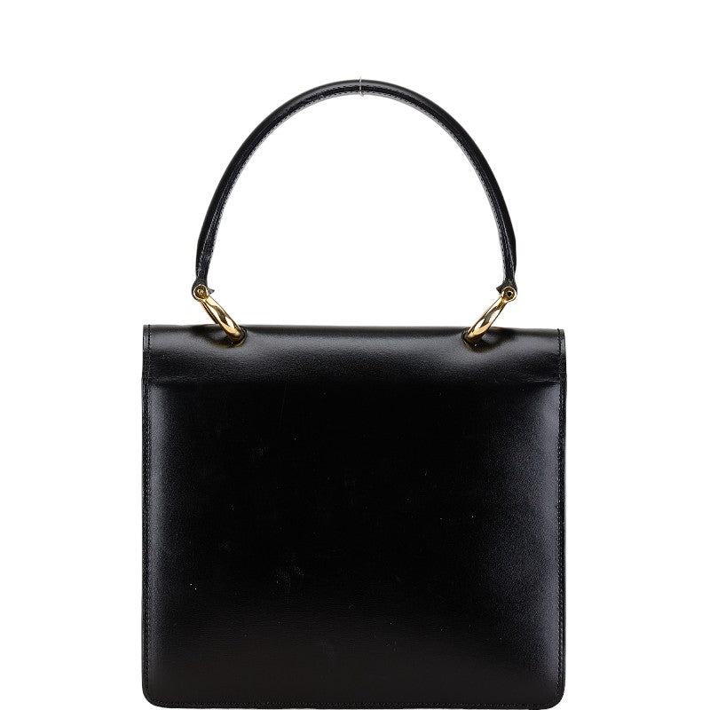 Celine Leather Double Flap Handbag Black