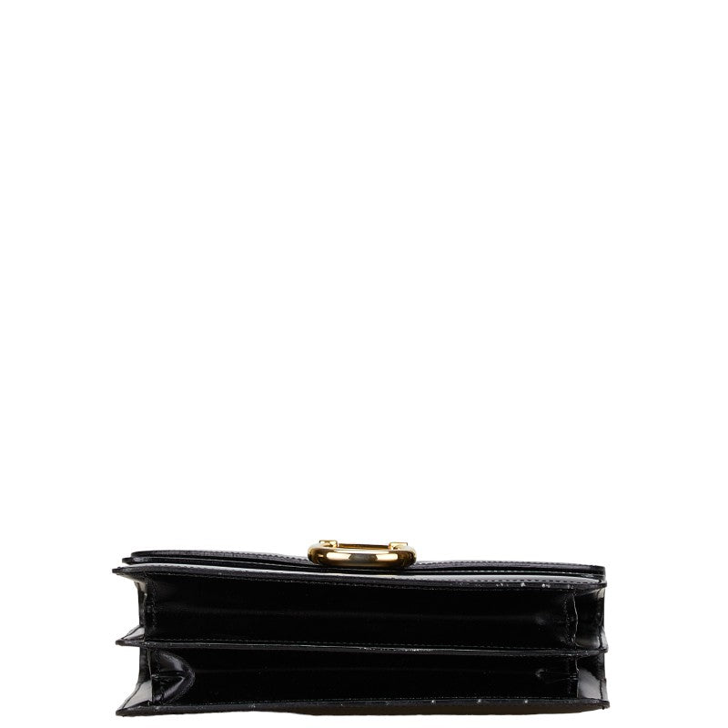 Celine Leather Double Flap Handbag Black