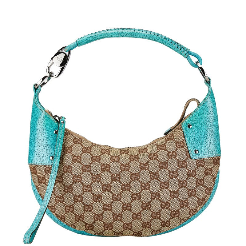 Gucci GG Canvas Leather Half Moon Shoulder Bag 115004 in Very Good Condition