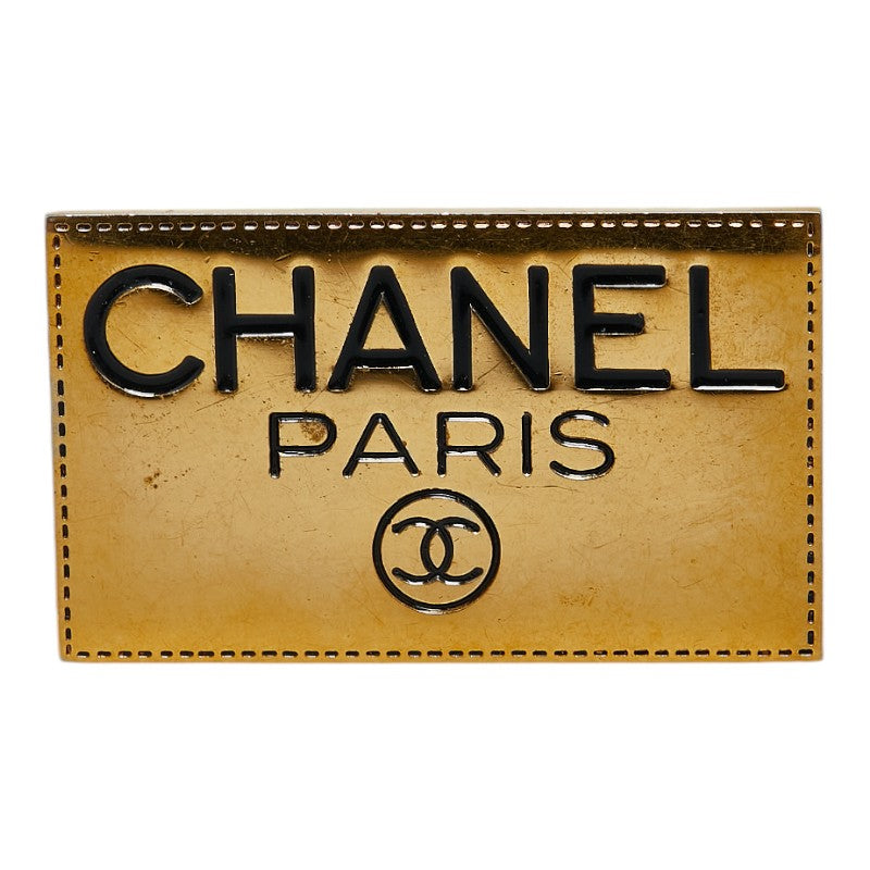 Chanel Logo Plate Coco Mark Brooch Gold Plated in Very Good Condition