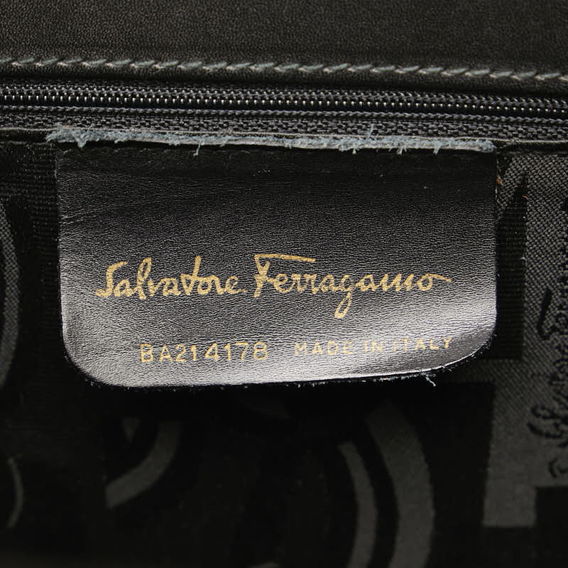 Salvatore Ferragamo Vara Ribbon Leather Handbag 2WAY Black Gold