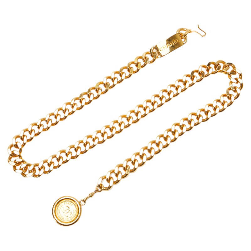 Chanel Vintage Coco Mark Medallion Logo Chain Belt