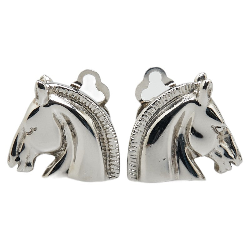 Hermes Horse Motif Metal Earrings in Great Condition