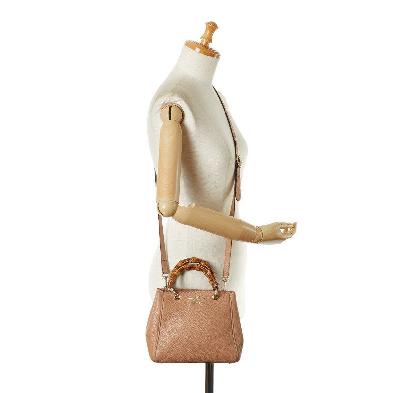 Gucci Leather Mini Shopper Handbag 2WAY 368823 Beige in Very Good Condition