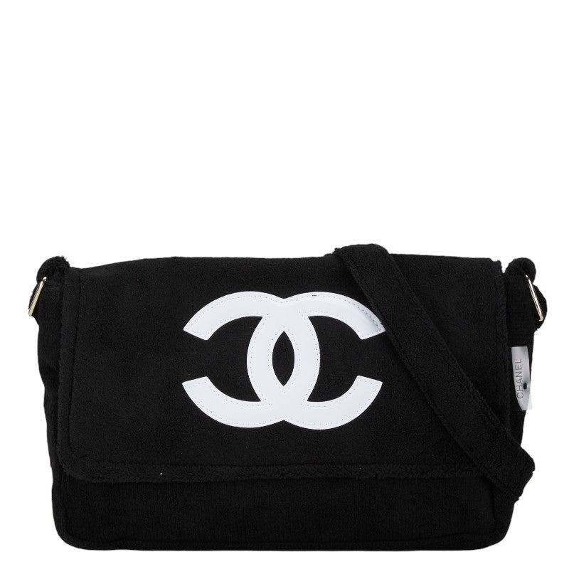 Chanel Coco Mark Pile Crossbody Shoulder Bag Black White