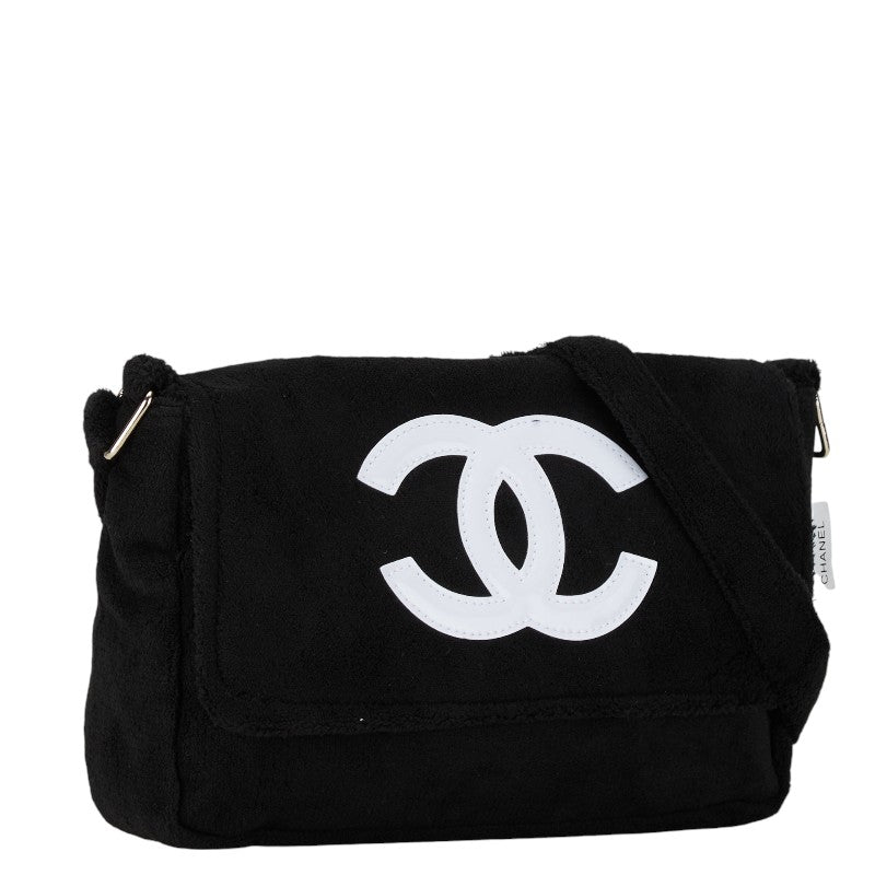 Chanel Coco Mark Pile Crossbody Shoulder Bag Black White