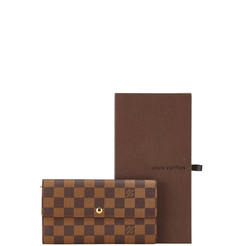 Louis Vuitton Damier Portefeuille Sarah Long Wallet N61734 Brown PVC Leather