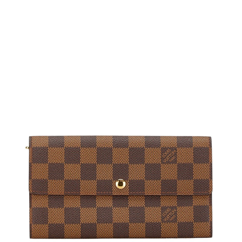 Louis Vuitton Damier Portefeuille Sarah Long Wallet N61734 Brown PVC Leather in Very Good Condition