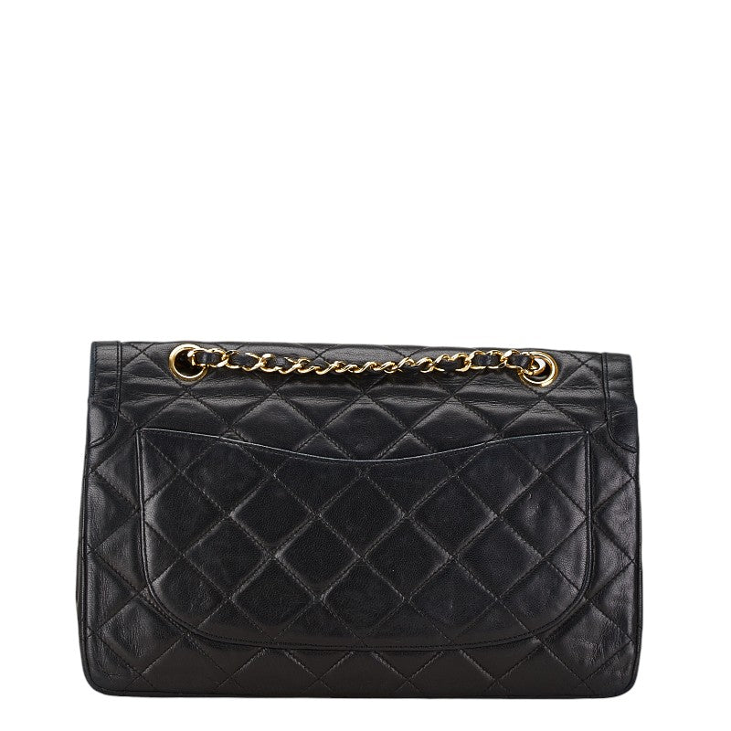 Chanel Matelasse 25 Double Flap Shoulder Bag Black Lambskin