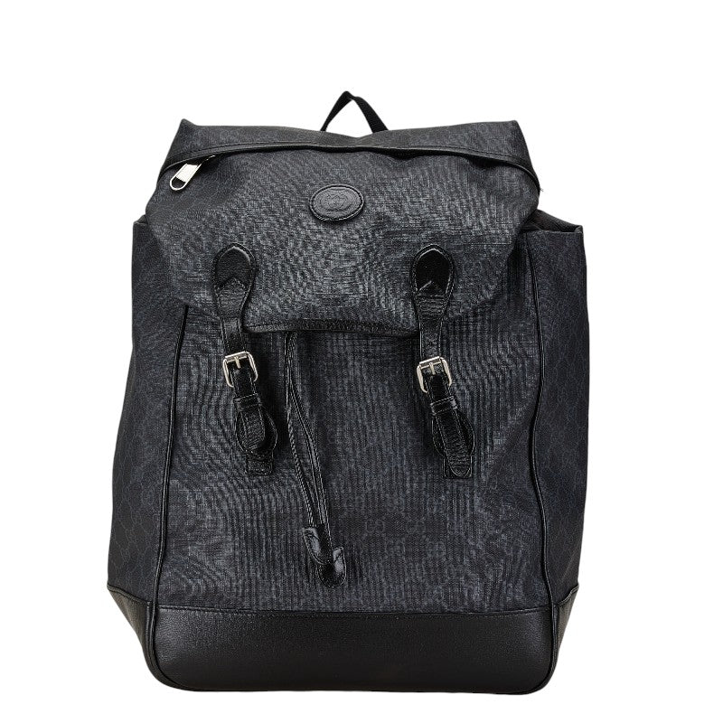 Gucci GG Supreme Interlocking G Medium Backpack 696013 Black PVC Leather in Very Good Condition