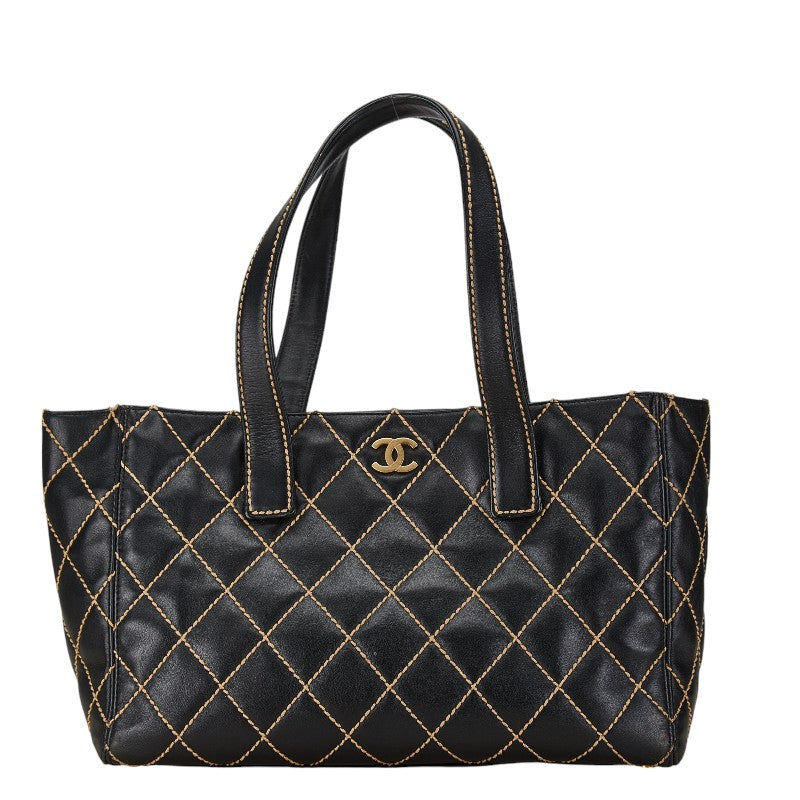 Chanel Wild Stitch Coco Mark Leather Tote Shoulder Bag