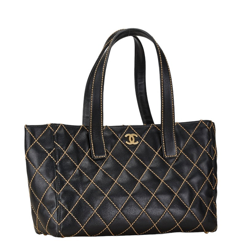 Chanel Wild Stitch Coco Mark Leather Tote Shoulder Bag