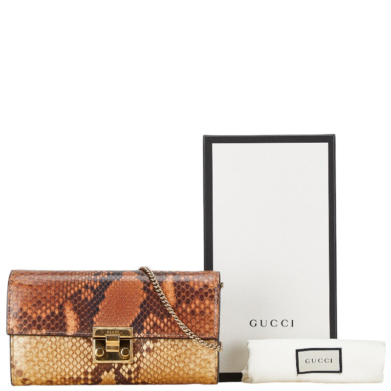 Gucci Python Leather Chain Wallet 453506 in Very Good Condition