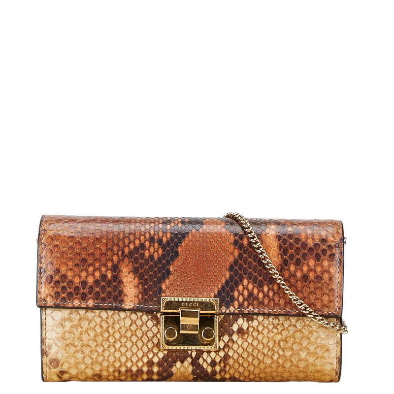 Gucci Python Leather Chain Wallet 453506 in Very Good Condition