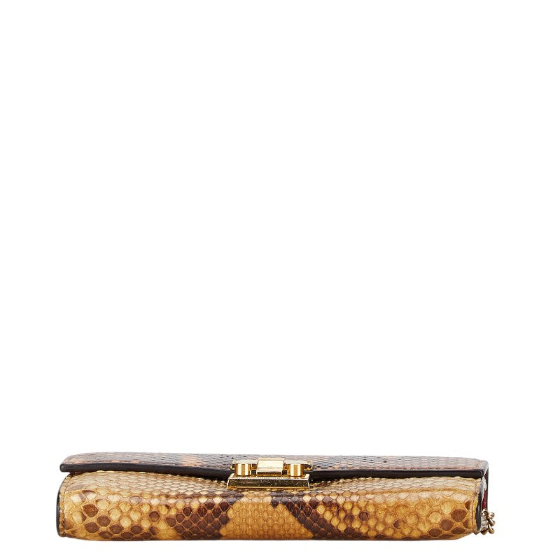 Gucci Python Leather Chain Wallet 453506 in Very Good Condition