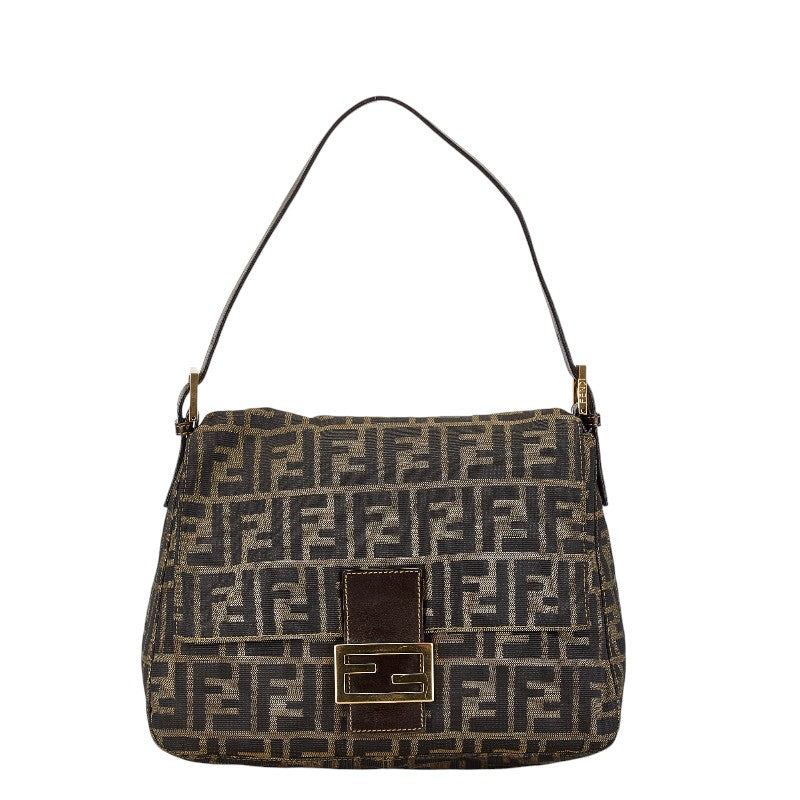 Fendi Canvas Leather Mamma Bucket Shoulder Bag