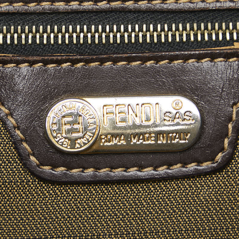 Fendi Canvas Leather Mamma Bucket Shoulder Bag