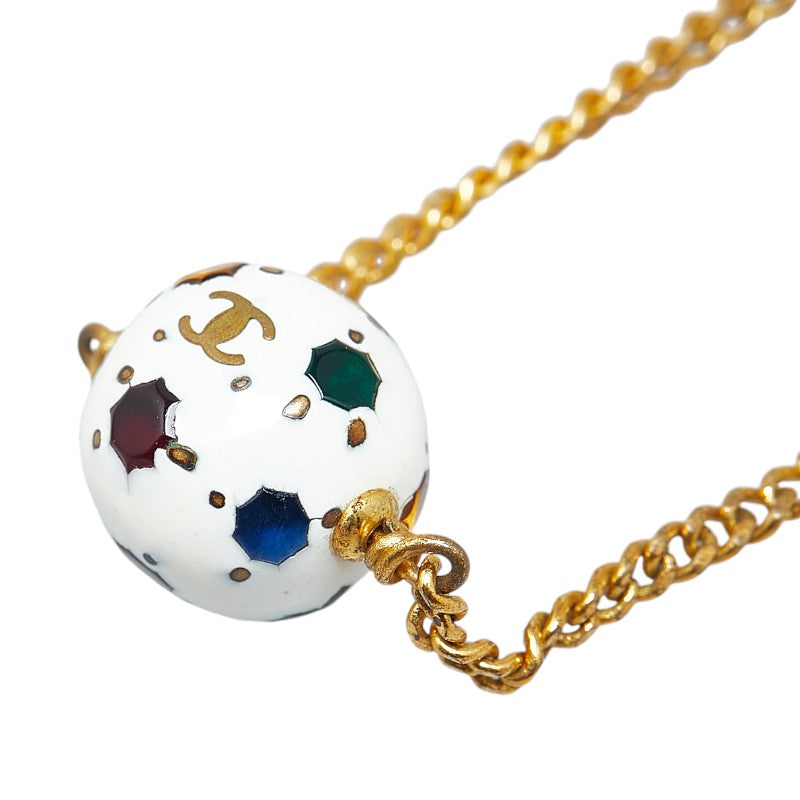 Chanel Coco Mark Soccer Ball Motif Bracelet Gold White