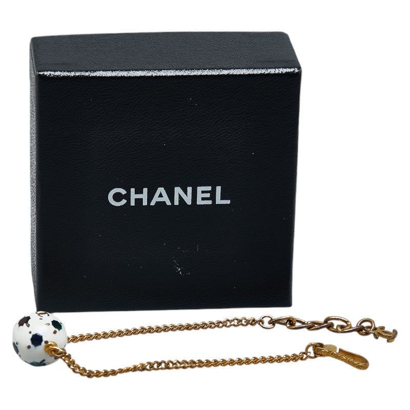 Chanel Coco Mark Soccer Ball Motif Bracelet Gold White