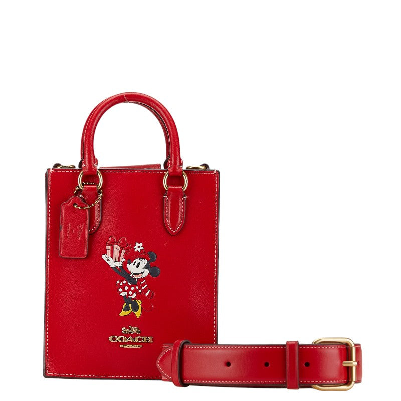 Coach Leather Vertical Mini Minnie Mouse Collaboration Handbag CN022