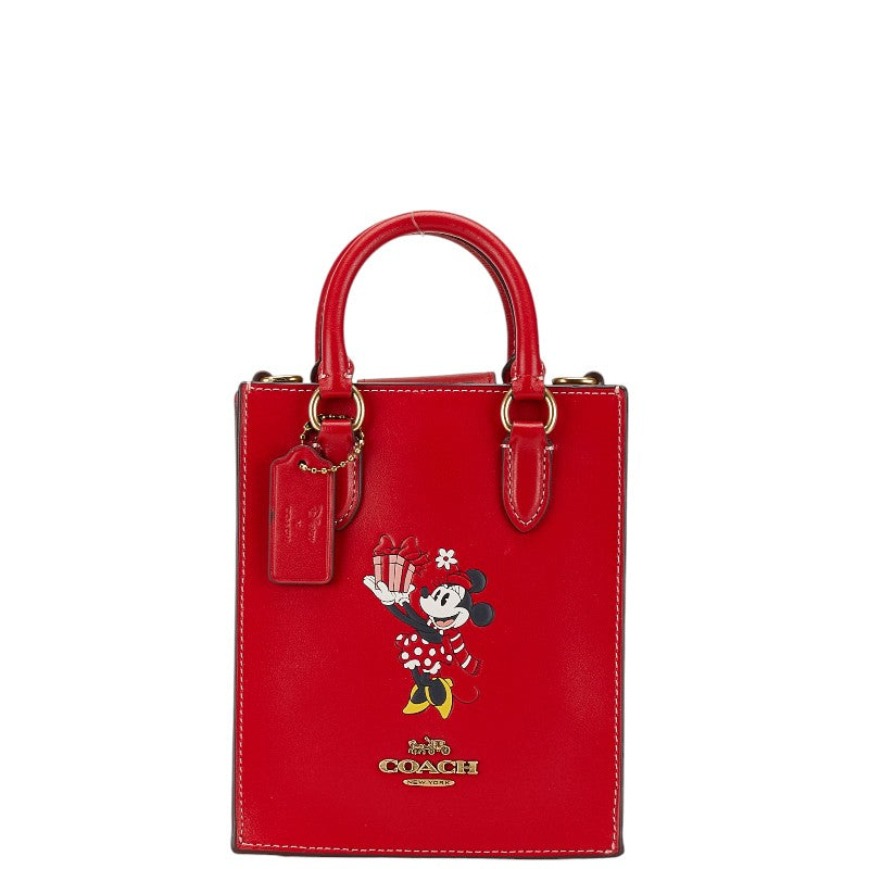 Coach Leather Vertical Mini Minnie Mouse Collaboration Handbag CN022 in Very Good Condition