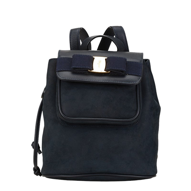 Salvatore Ferragamo Suede Leather Vara Ribbon Backpack