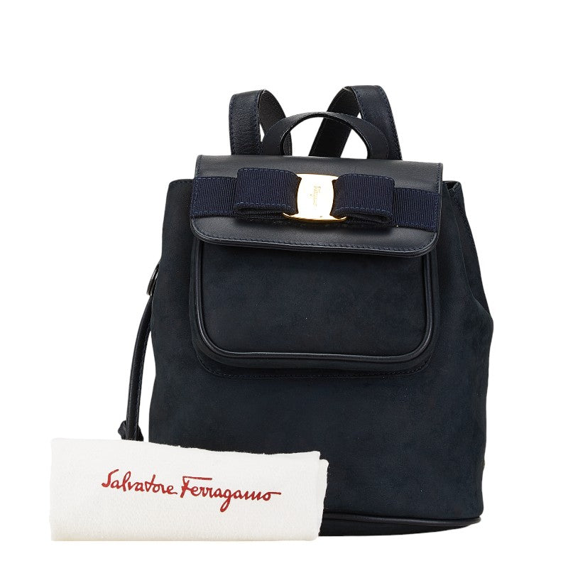 Salvatore Ferragamo Suede Leather Vara Ribbon Backpack