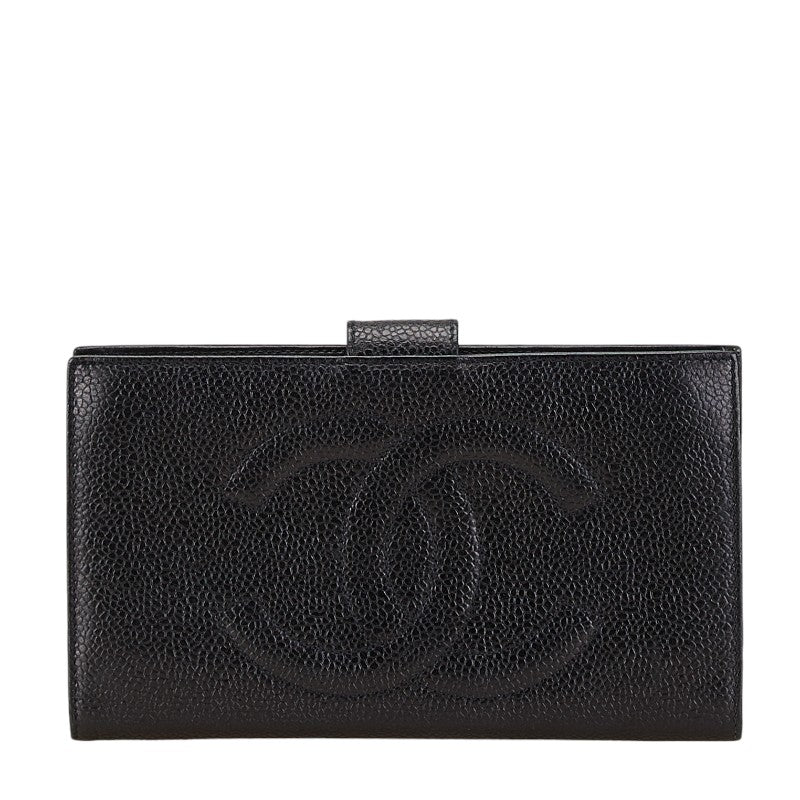 Chanel Caviar Skin Coco Mark Long Wallet