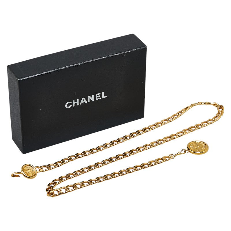 Chanel Vintage Coco Mark Coin Motif Belt Gold Plated in Excellent Condition