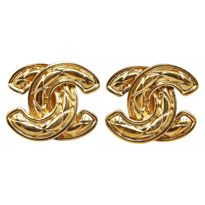 Chanel Coco Mark Matelasse Earrings Gold