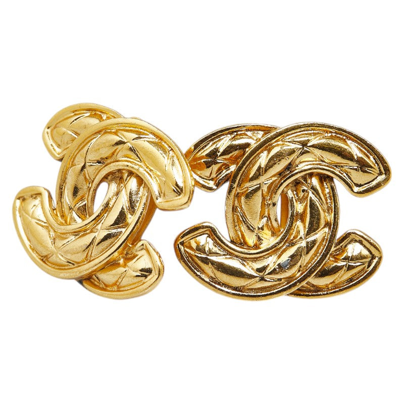 Chanel Coco Mark Matelasse Earrings Gold