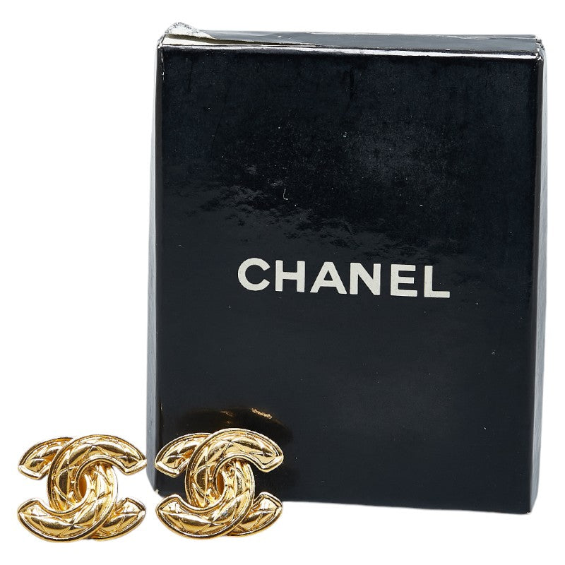 Chanel Coco Mark Matelasse Earrings Gold