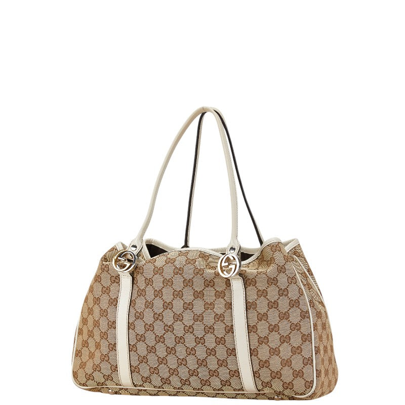 Gucci Canvas Leather Double G Shoulder Tote