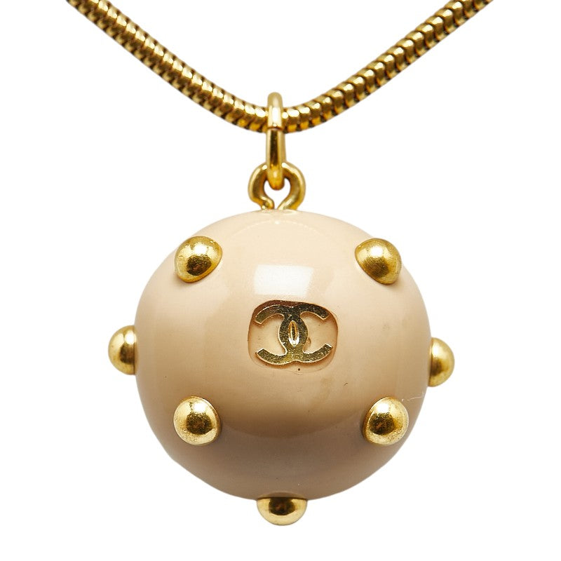 Chanel Coco Ball Coco Mark Necklace Gold Plastic