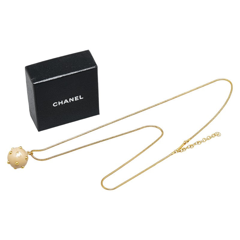 Chanel Coco Ball Coco Mark Necklace Gold Plastic