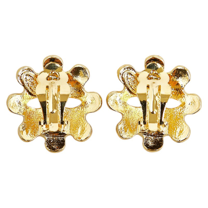 Chanel Vintage Coco Mark Flower Earrings Gold