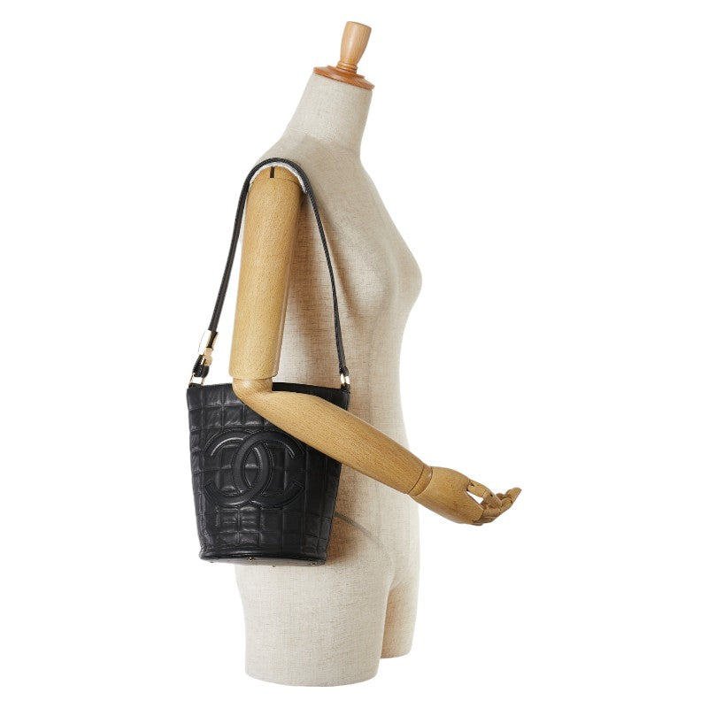 Chanel Leather Choco Bar Coco Mark Bucket Bag