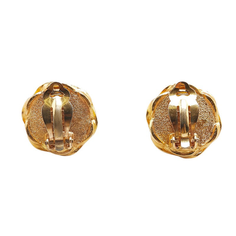 Chanel Coco Mark Octagon Earrings Gold Black