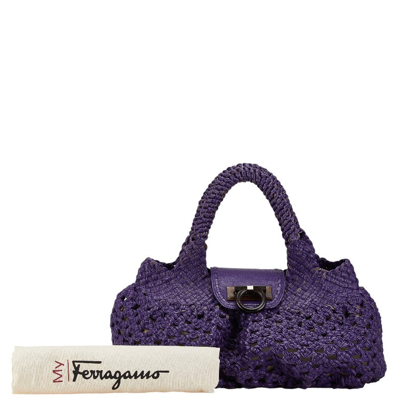 Salvatore Ferragamo Raffia Gancini Tote Bag