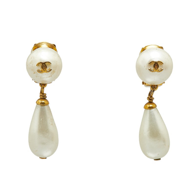 Chanel Matelasse Coco Mark Pearl Earrings