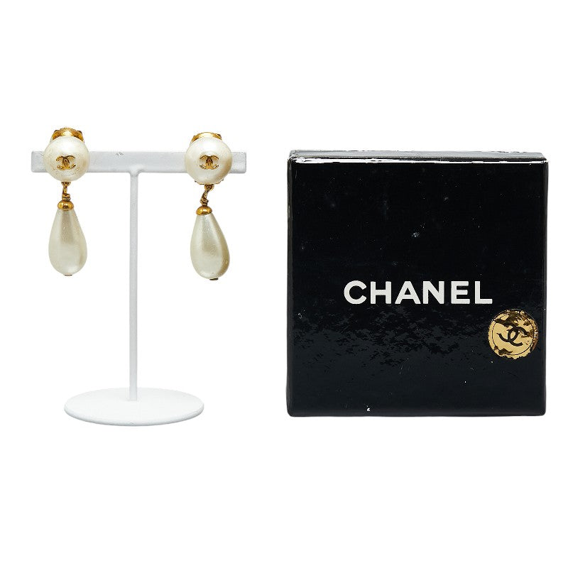 Chanel Matelasse Coco Mark Pearl Earrings