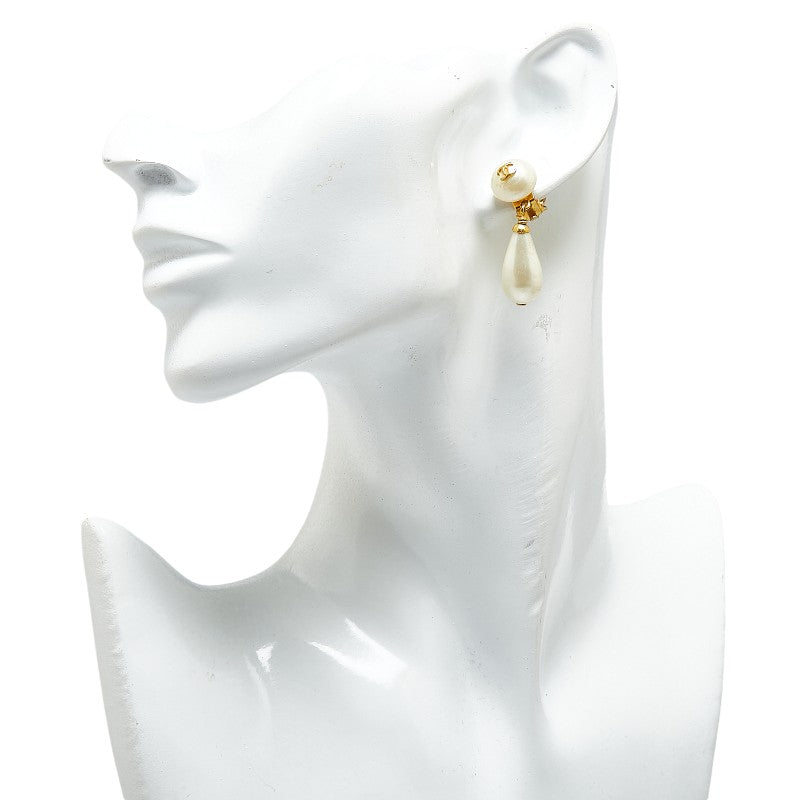 Chanel Matelasse Coco Mark Pearl Earrings