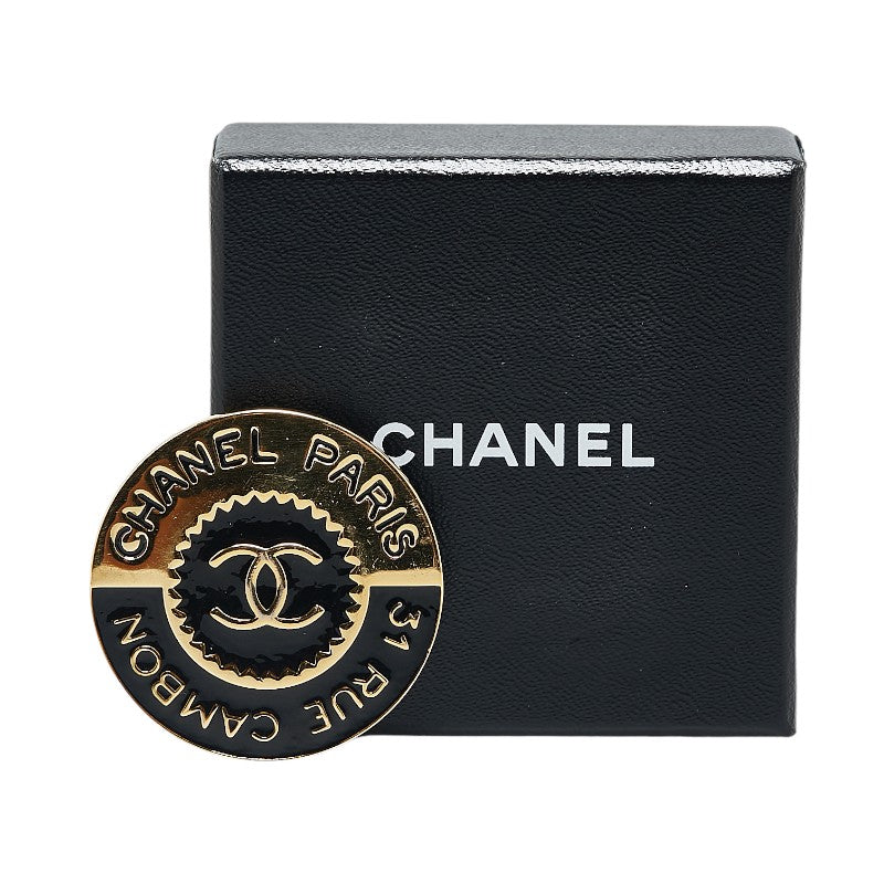 Chanel Cambon Brooch Gold Black