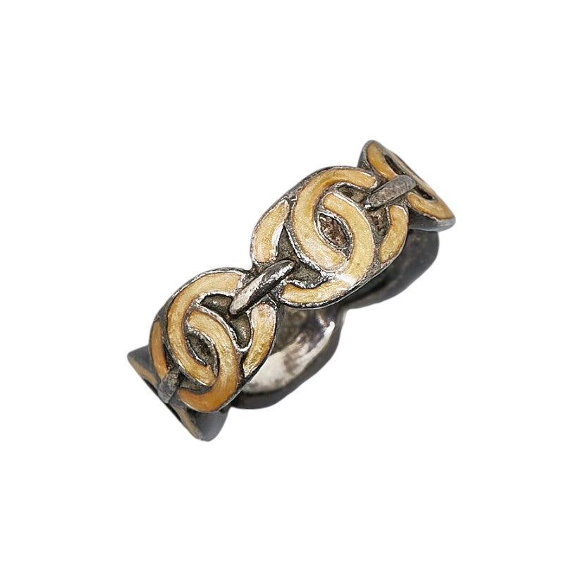 Chanel Coco Mark Metal Ring Silver Beige