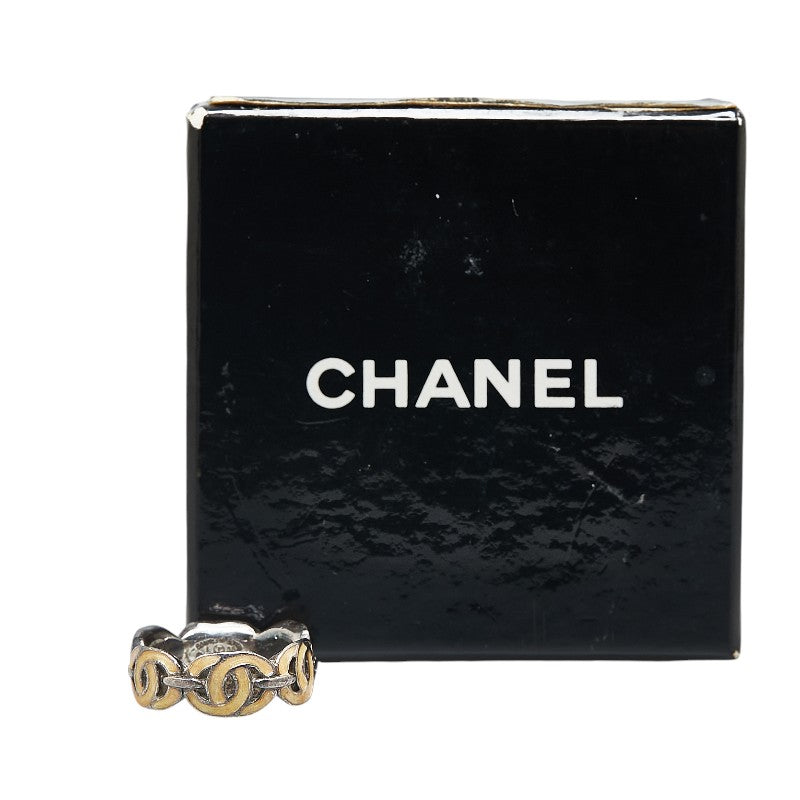 Chanel Coco Mark Metal Ring Silver Beige