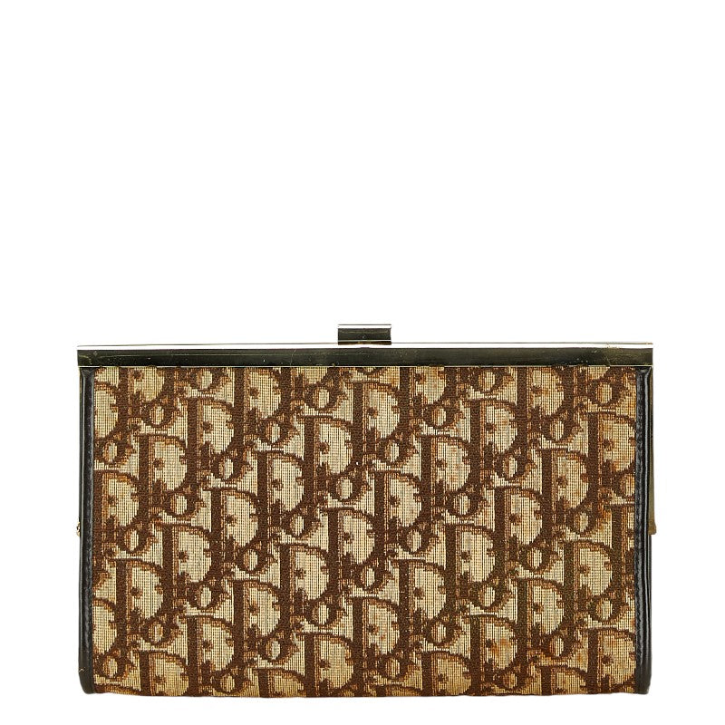 Dior Canvas Leather Clutch Bag Beige Brown