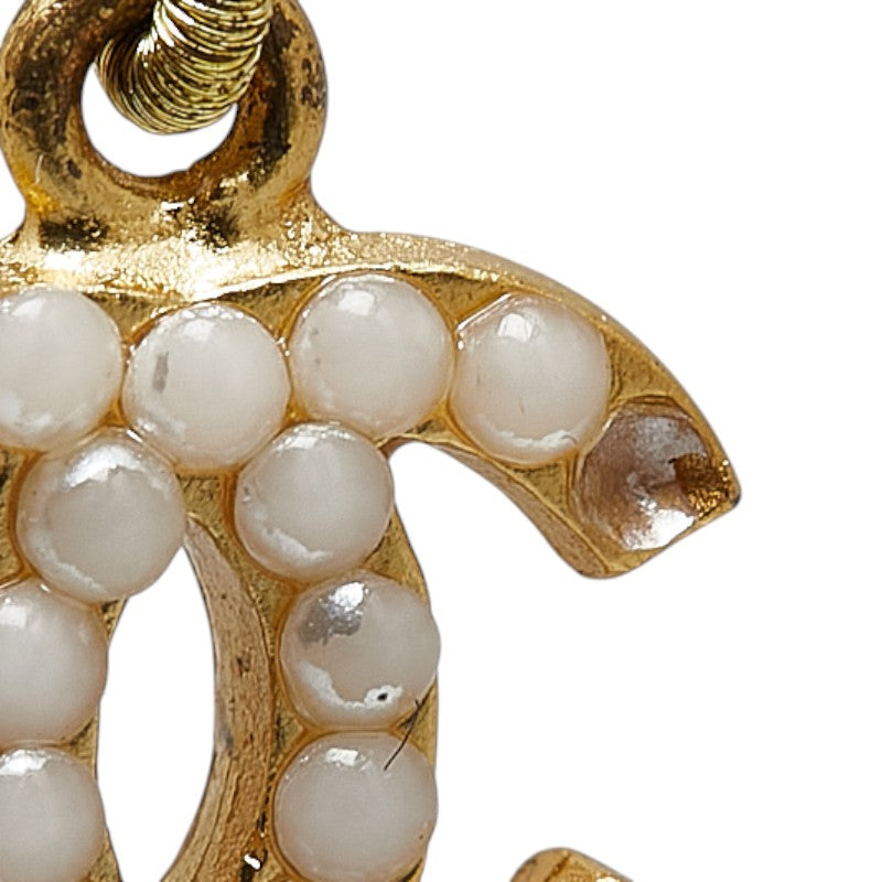 Chanel Coco Mark Chain Brooch with Faux Pearl