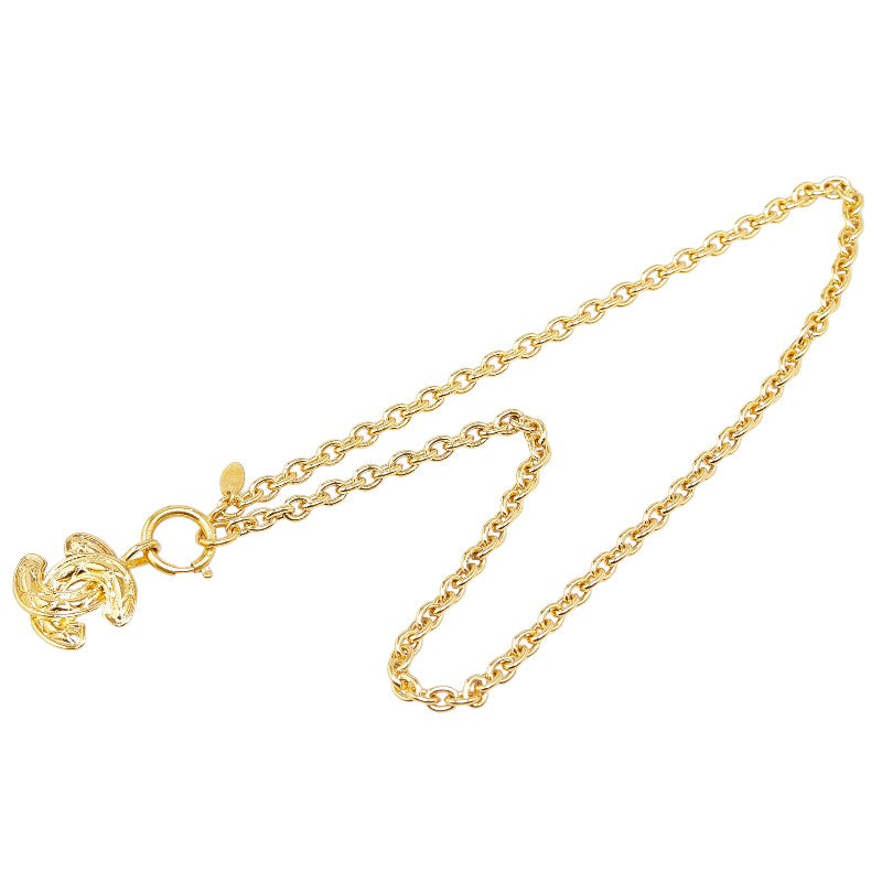 Chanel Vintage Matelasse Coco Mark Necklace Gold