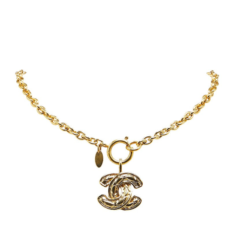 Chanel Vintage Matelasse Coco Mark Necklace Gold