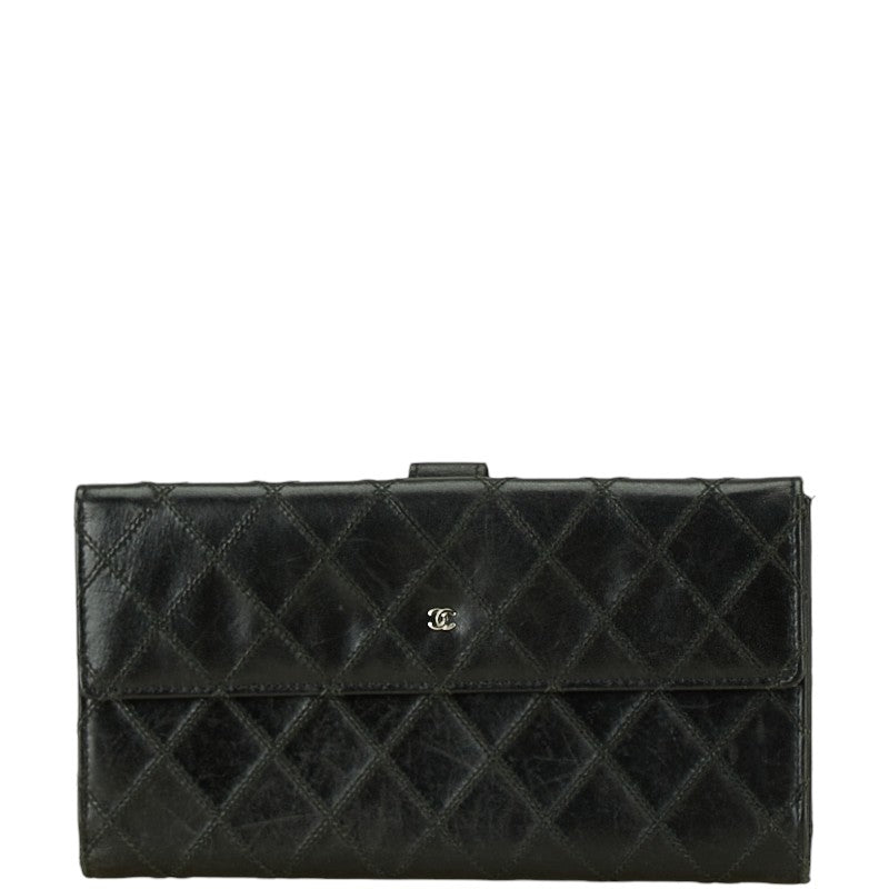 Chanel Bicolor Coco Mark Long Wallet Leather